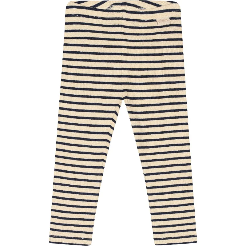 Exquisite Craftsmanship Petit Piao Indigo Plum/Dark Off White Leggings Modal Striped