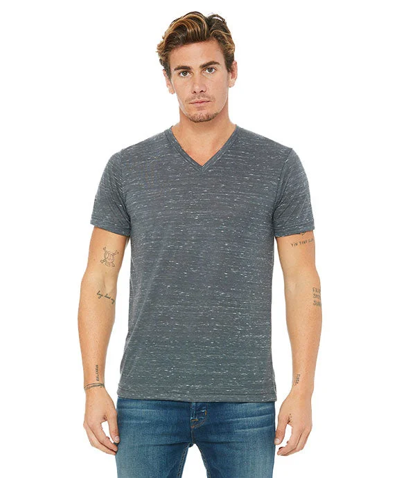 Exquisite Tailoring 3655C - Bella + Canvas Unisex Textured Jersey V-Neck T-Shirt | Charcoal Marble