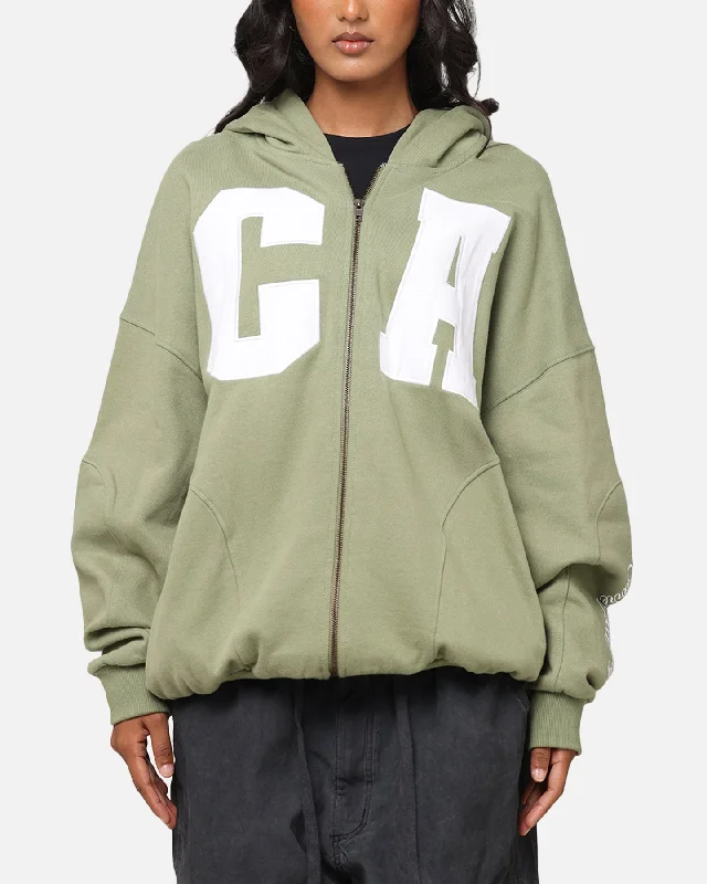 Soft Fabrics Carre Legacy Panelled Zip Hoodie Green