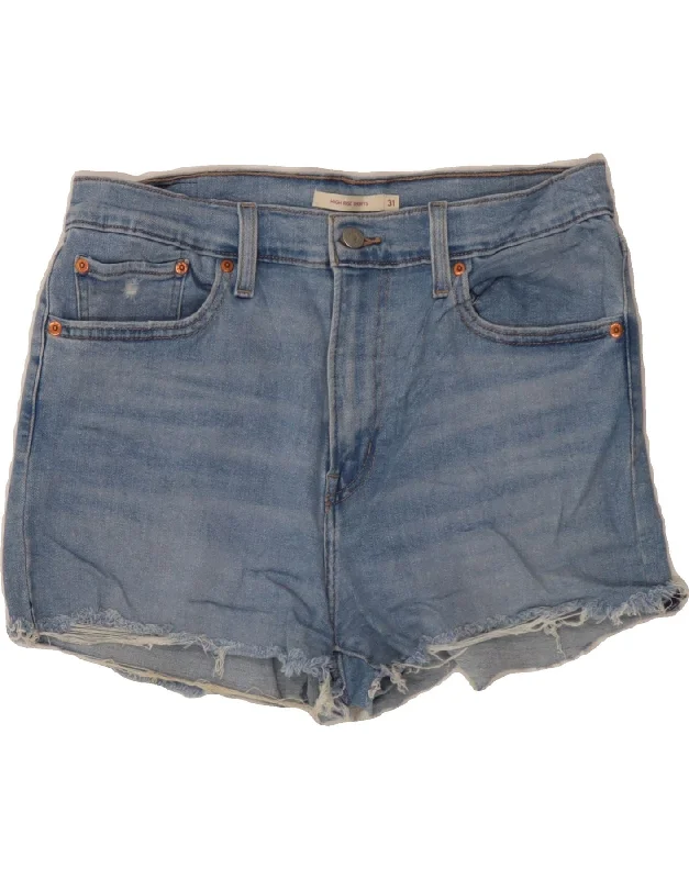 Sports Fitness Style LEVI'S Womens High Waist Denim Shorts W31 Medium Blue Cotton