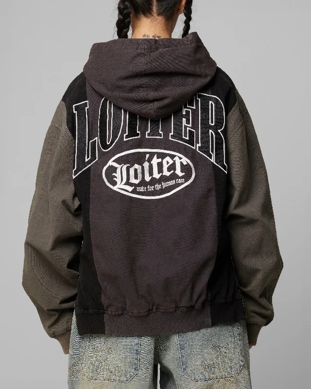 Comfortable and simple Loiter Splinter Hoodie Black/Charcoal