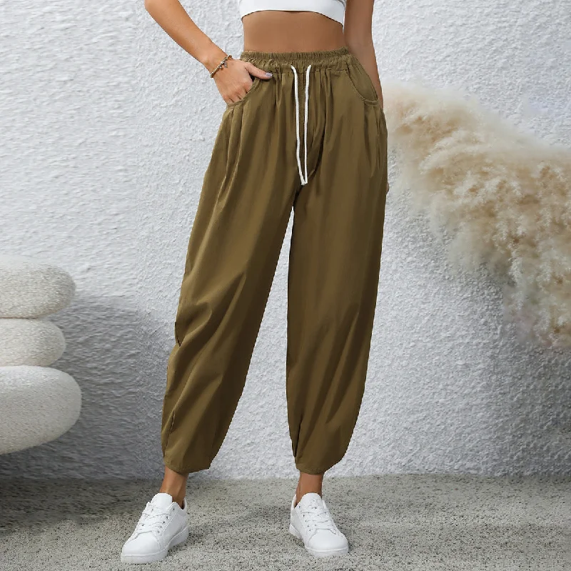Sports And Leisure Women's Drawstring Pocket Fashion Loose Casual Pants