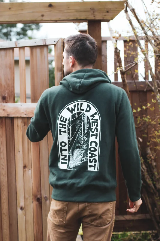 Sweet breath WILD WEST COAST Unisex Zip Up Eco Hoodie - Forest Green