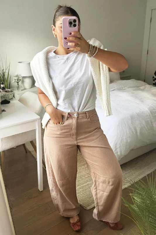 New Autumn And Winter Styles BARREL JEANS - SANDSTONE