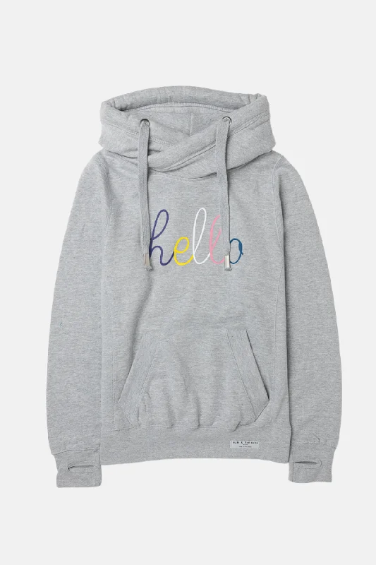Perfect Tailoring Multicolour Grey Hello Cowl Neck Hoodie