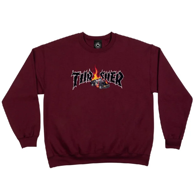 Retro Design Thrasher Cop Car Crew - Maroon
