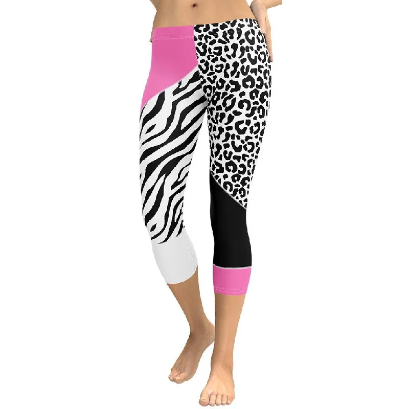 Sports Jacket Leopard Color Block Capris