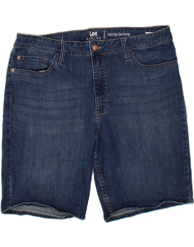 New Design LEE Womens Bermuda Mid Rise Denim Shorts US 18 2XL W38 Blue Cotton