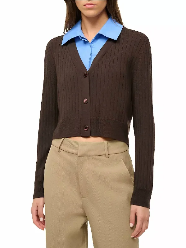 Embroidered Letters Wallis Collared Sweater In Earth/cornflower