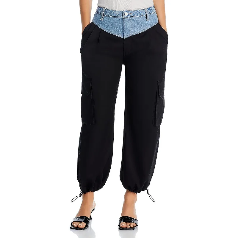 Relaxed Fashion Womens Denim Waist Tie Hem Jogger Pants
