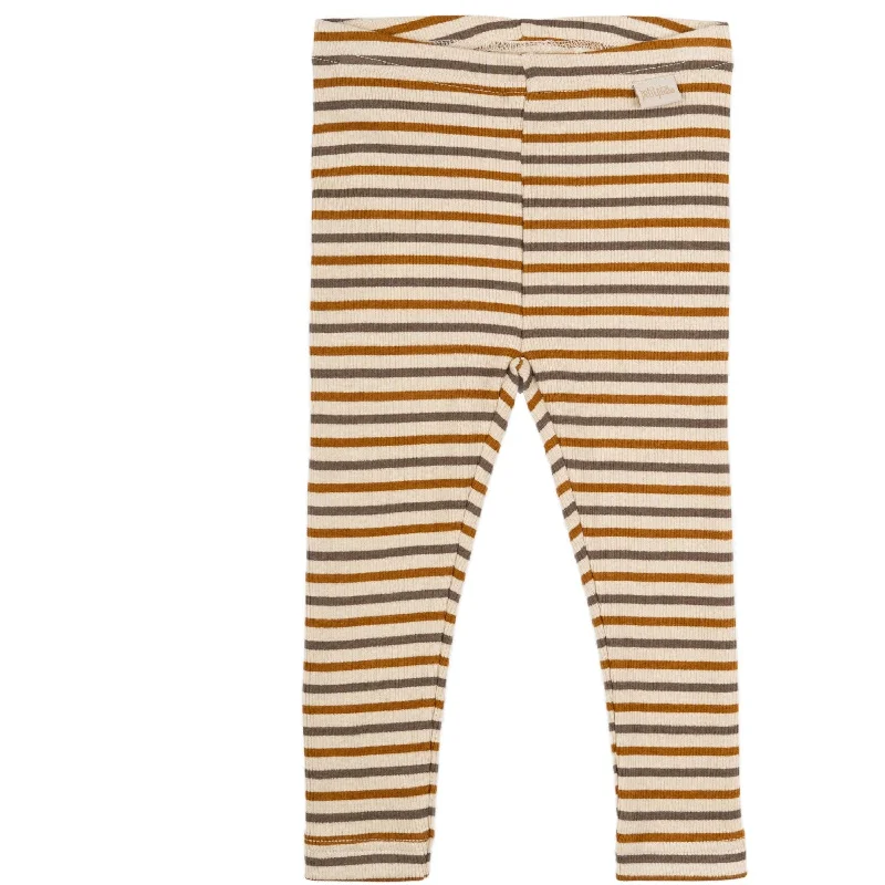 Cool Summer Petit Piao Chocolate Brown/Golden Sun/Dark Off White Leggings Modal Striped