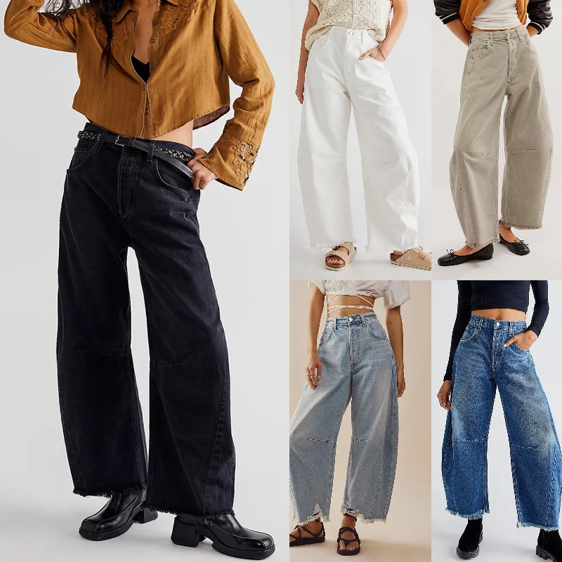 High-end Design Women's Fashion Personality Wide Leg Jeans New