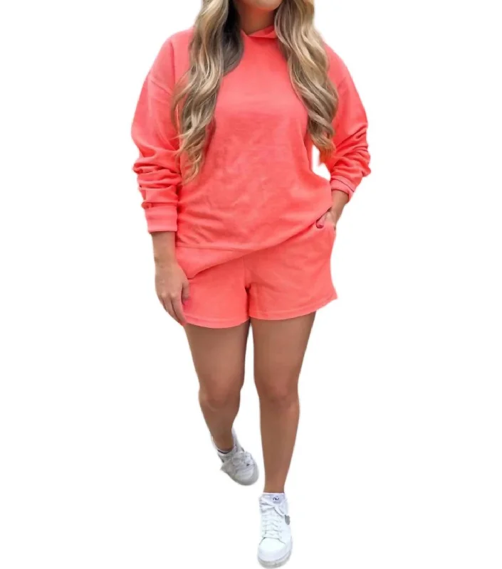 Elegant And Casual Darya Luxe Corded Shorts In Coral