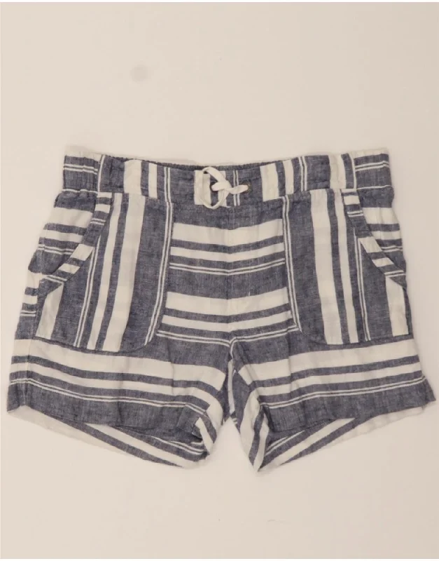 Knitted Design ATHLETA Womens Casual Shorts US 14 XL W36 Navy Blue Striped Linen