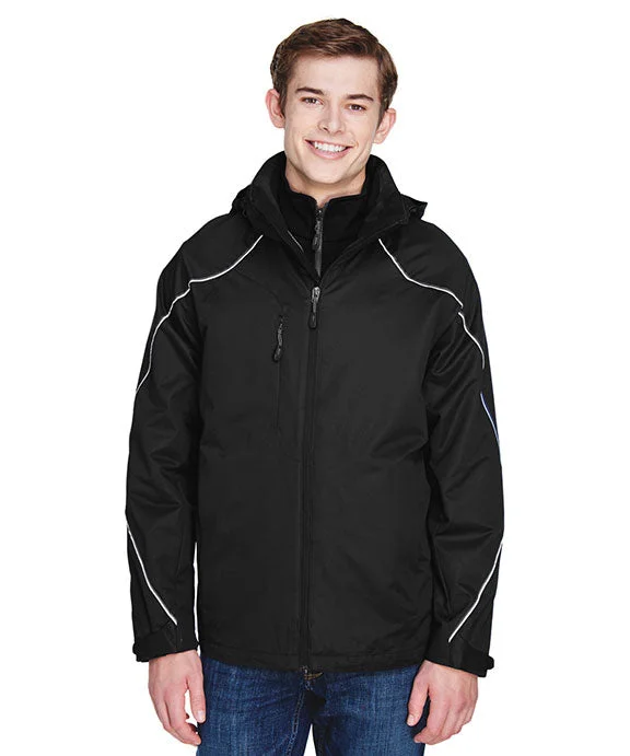 Fresh Comfort 88196 - North End Mens Angle 3-in-1 Jacket with Bonded Fleece Liner | Black