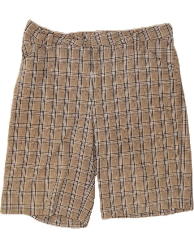 British Fashion LEE Womens Casual Shorts US 20 3XL W40  Beige Check Cotton