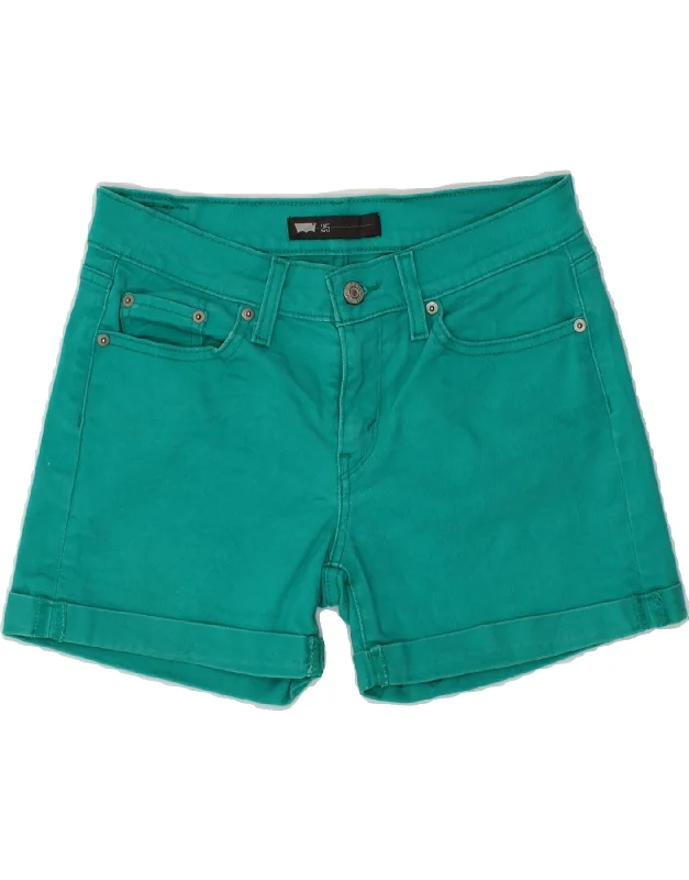 Fashion Elements LEE Womens Denim Shorts W25 XS Turquoise Cotton