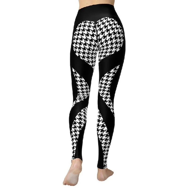 Street Style Houndstooth Heart Shaped Yoga Leggings