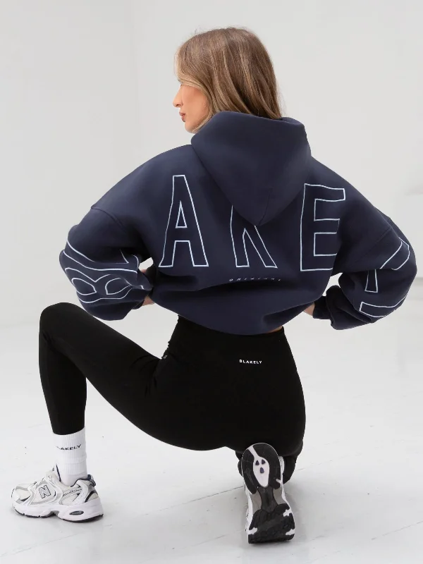 Cozy Chic Embroidered Isabel Oversized Hoodie - Soft Blue