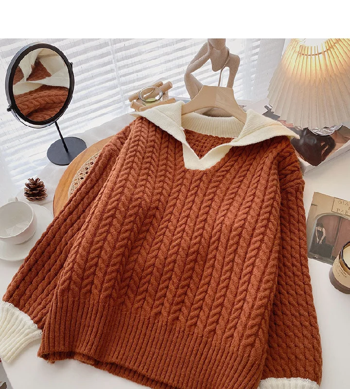 Layered Comfort Loose and lazy wind twist sweater  6021