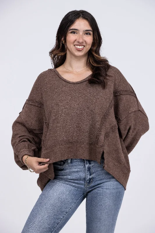 Simple Design New Experiences Women's Raw Edge Hoodie *Final Sale*