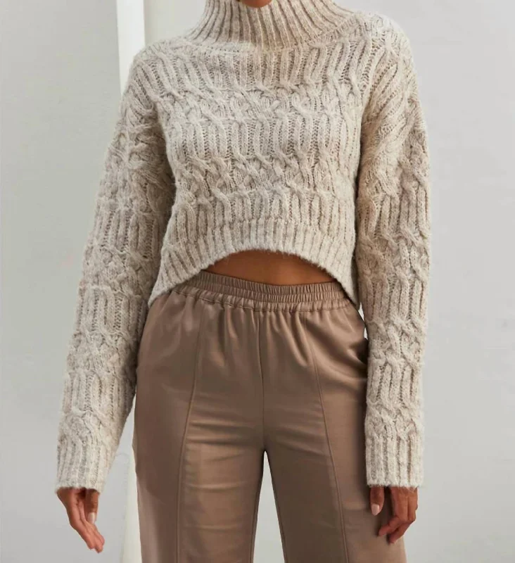 Relaxed Dresses Lenore Mock Neck Cropped Sweater In White