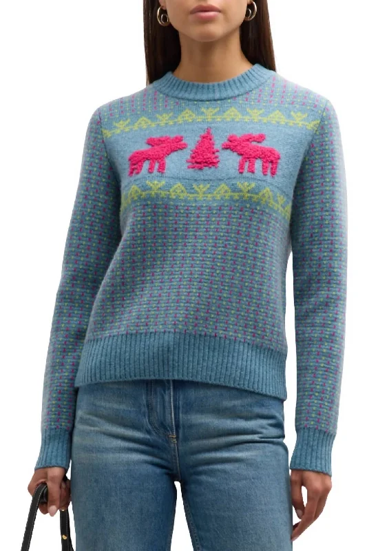 Dynamic Fashion Nordic Cashmere Sweater In Blue