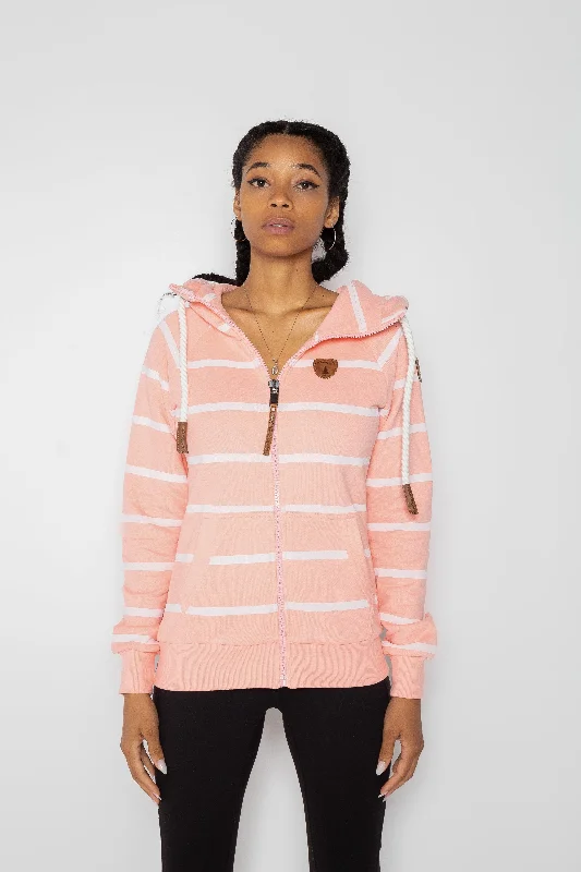 Fresh And Natural Hera Printed Peachy Stripe Full-Zip Hoodie