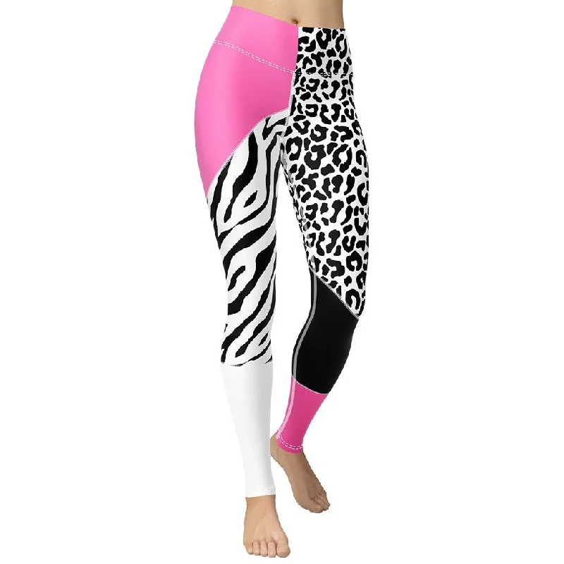 Sports Vitality Style Leopard Color Block Yoga Leggings