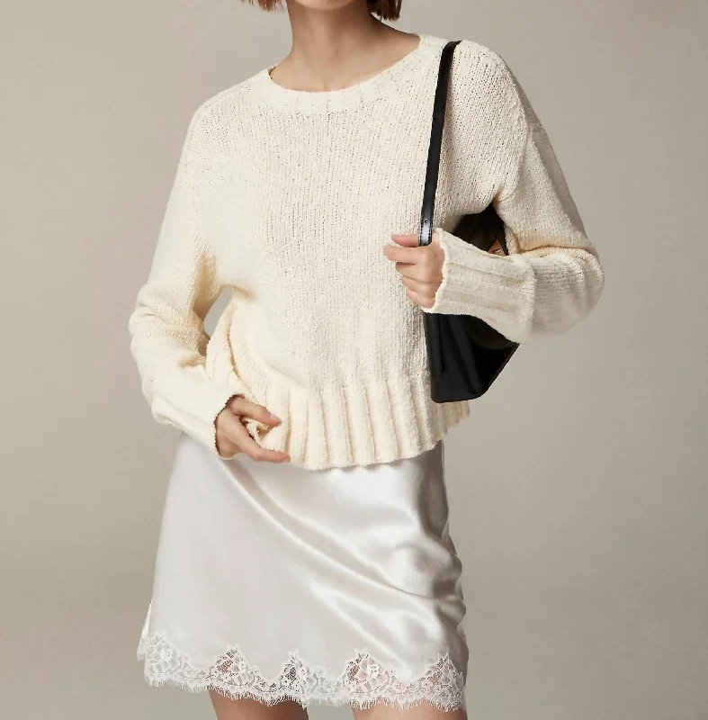Body Design Relaxed Crewneck Sweater In Antique White