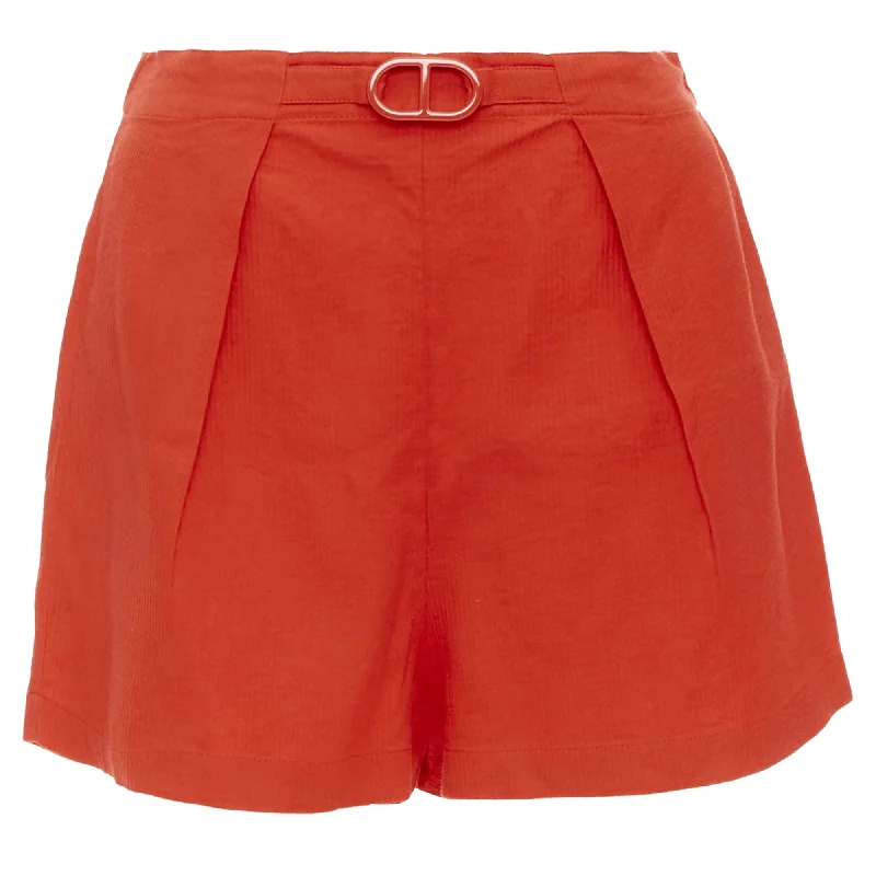 Sports suit style Hermes Chaine D'ancre Cotton Blend Buckle Pleated Shorts
