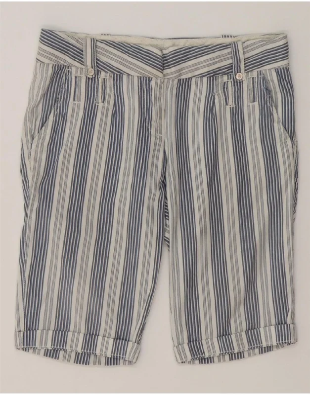 Warm Atmosphere BEST COMPANY Womens Bermuda Shorts IT 42 Medium W30 Blue Striped Cotton