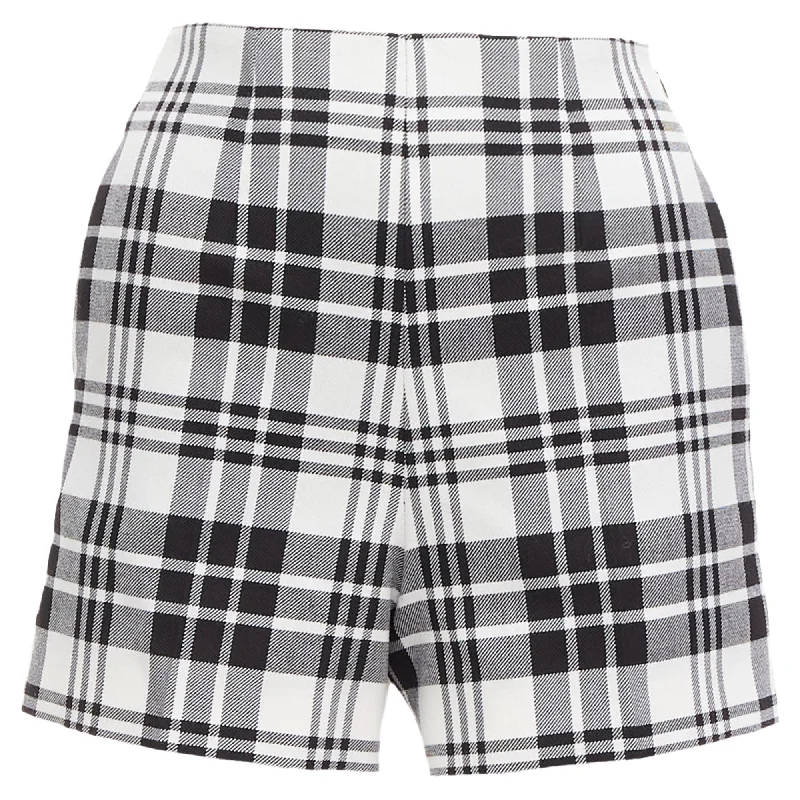 Cool Breeze At Night Christian Dior Checked Virgin Wool High Waisted Shorts