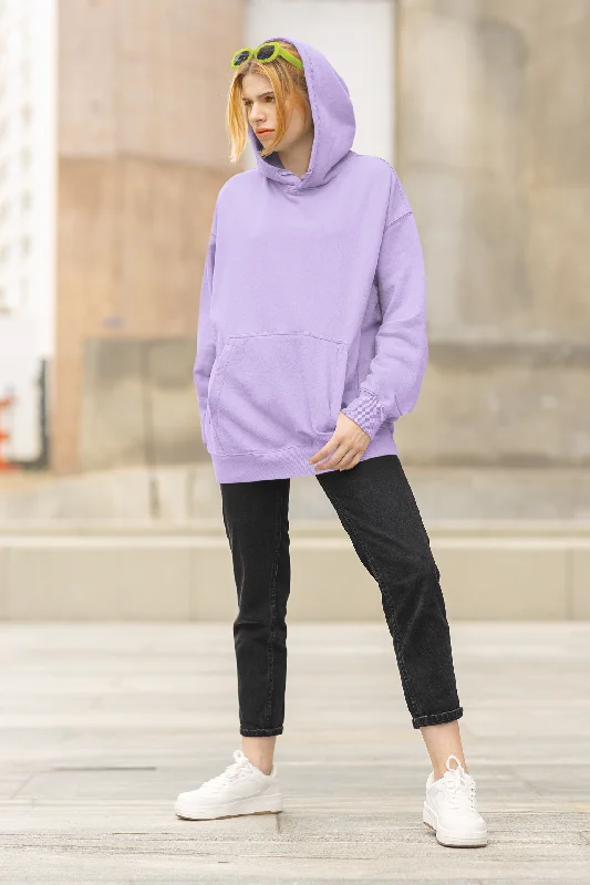 Embroidered Letters Basic Lavender Winter Hoodies
