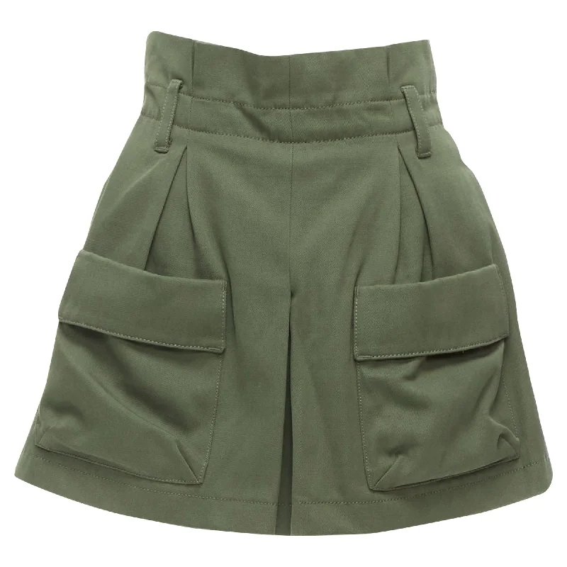 Short skirt design Valentino Garavani khaki cotton virgin wool high waisted cargp shorts