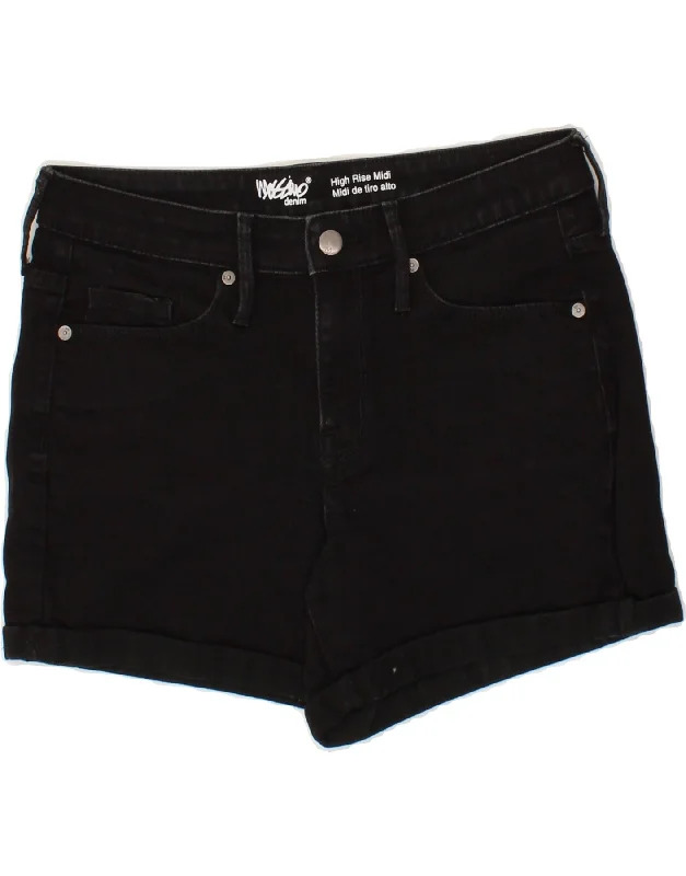 Retro Literary Style MOSSIMO Womens High Waist Denim Shorts US 8 Medium W28 Black Cotton