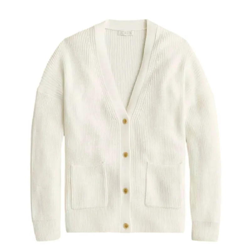 Double-sided Wear Women's V Neck Cashmere Blend Cardigan Sweater In Ivory