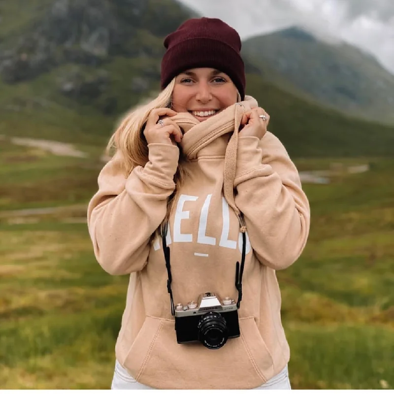 Fun and cute Nude Hello Cowl Neck Hoodie