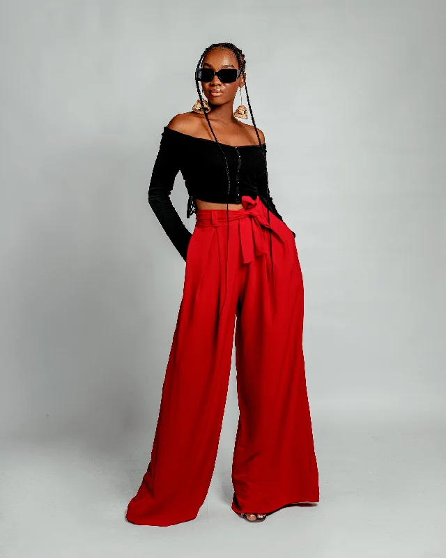 Fashion Innovation Tina High waisted Trouser | Red African Print