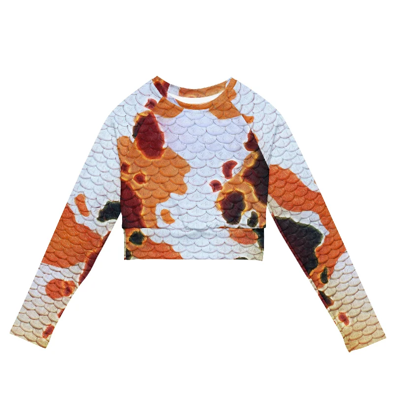 Exquisite Embroidery Classic Koi Recycled Cropped Rash Guard