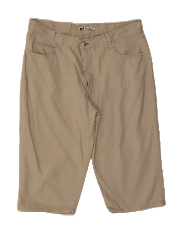 Sports Functional Style LEE Womens High Waist Bermuda Shorts US 16 2XL W34 L16 Beige Cotton