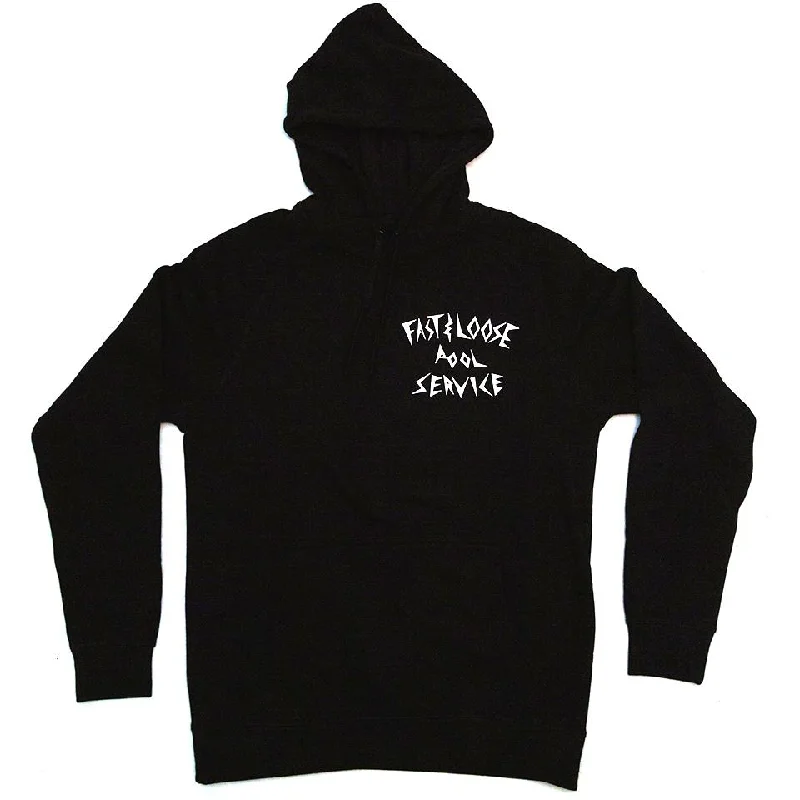 Letter embroidery Fast And Loose Pool Service Hoodie - Black