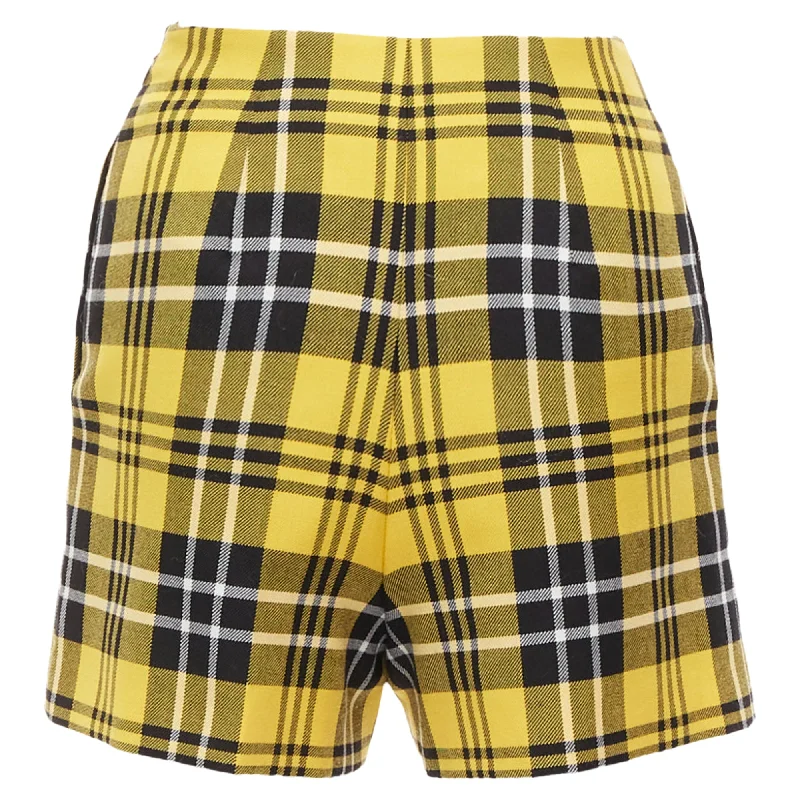Creative Prints Christian Dior Plaid Virgin Wool High Waisted Wide Shorts