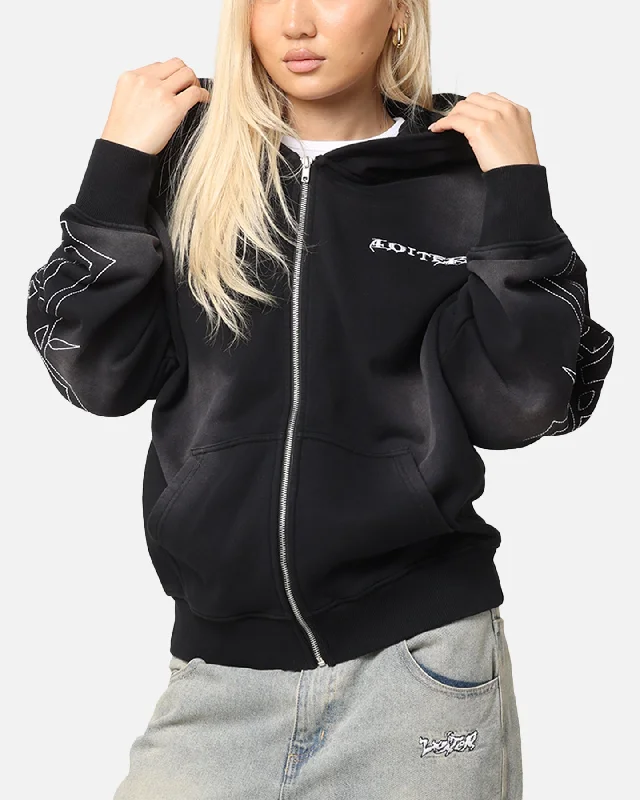 Practical Style Loiter Atmosphere Full Zip Hoodie Vintage Black