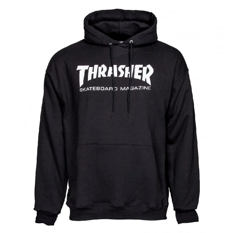 Sports Zipper Style Thrasher Skate Mag Hoodie - Black