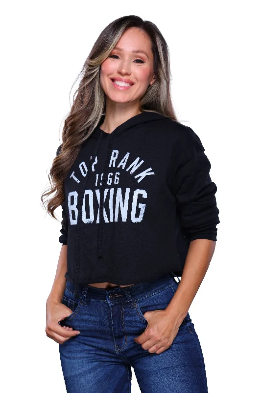Fashionable And Versatile Black Top Rank Women's Crop Top Hoodie