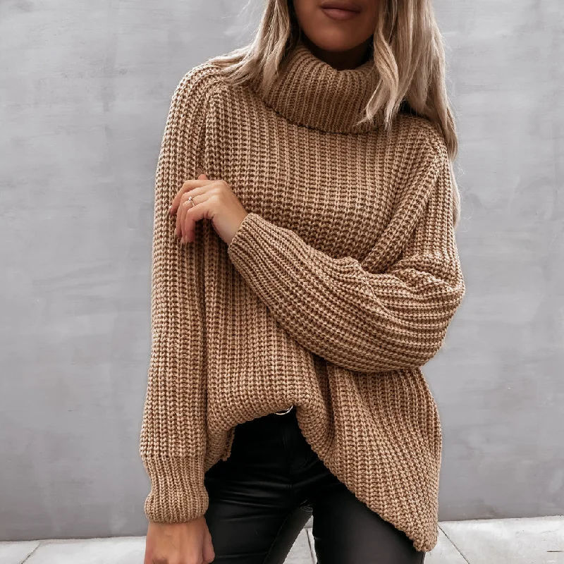 Boutique Recommendation Long Sleeve Turtleneck Pullover Knitted Sweater Wholesale Clothing