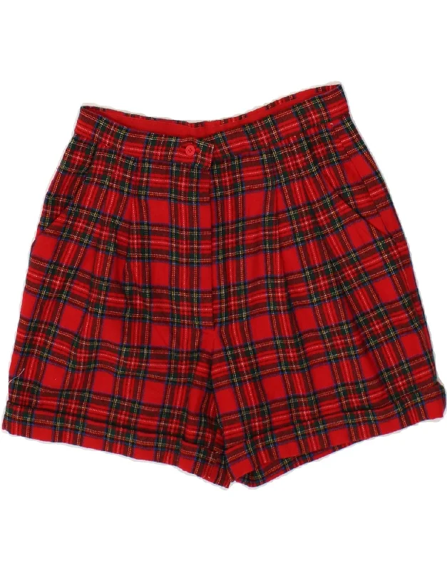 Personality Publicity VINTAGE Womens High Waist Chino Shorts W28 Medium Red Check