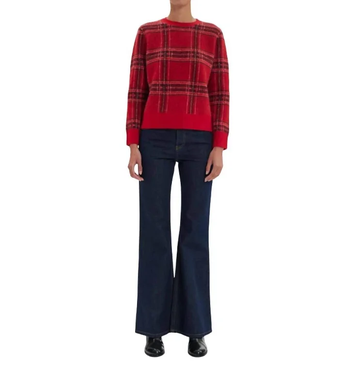 Elegant And Casual Ulysse Plaid Sweater In Red