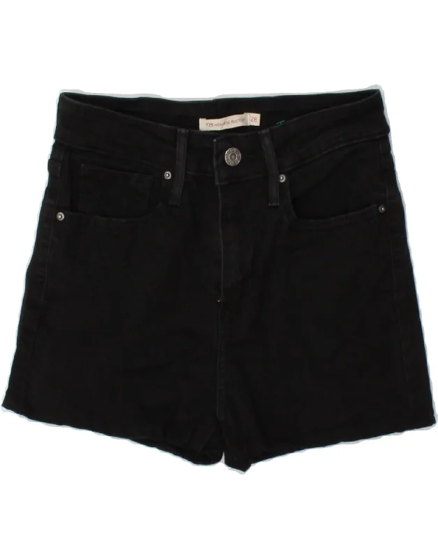 Free and comfortable LEVI'S Womens 725 High Waist Denim Shorts W28 Medium  Black